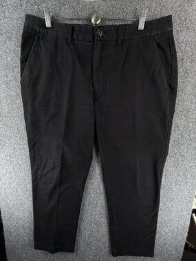 Peter Manning Pants Black Twill Chino 36x28 Garment Dyed Standard Fit 36X27.5